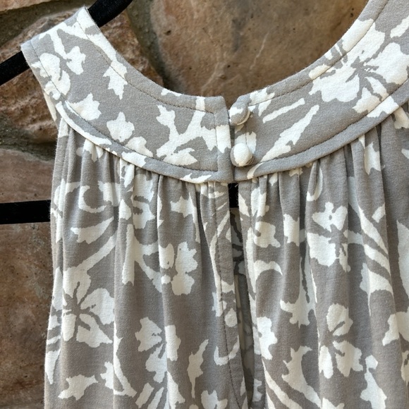 LOFT ANN TAYLOR Size MEDIUM Gray Ivory Floral Sleeveless High Neck Sundress - Picture 7 of 11
